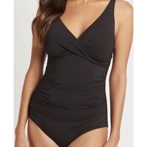 Sea Level Swim Australia One Piece Cross Front Multifit Swimsuit Black Sz 8 NWT